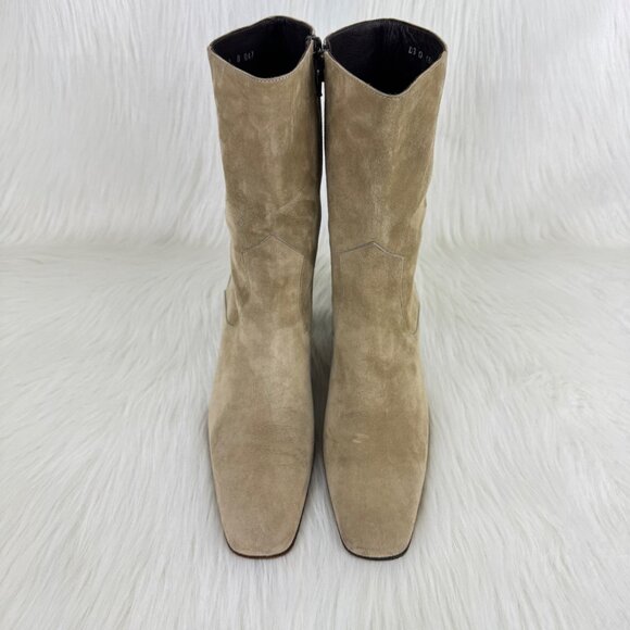 Women's Cole Haan Fedora Genuine Suede Low Heel Calf Boots Bootie Sz 9B Tan - Picture 3 of 13